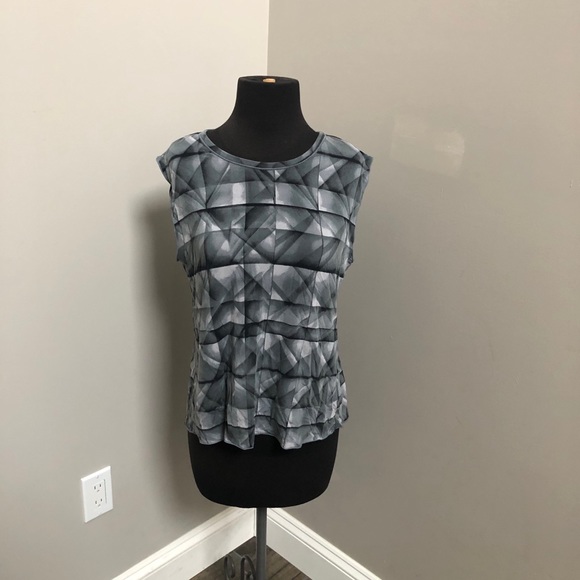 Athleta gray abstract tank top open back White XS - Picture 1 of 7